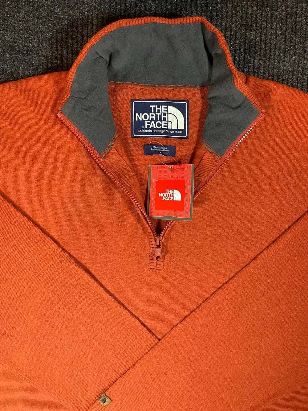 The North Face California Heritage 1/4 Zip Pullover Sweater Orange Size L